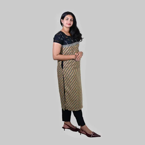 Ikkat with stripe kurti